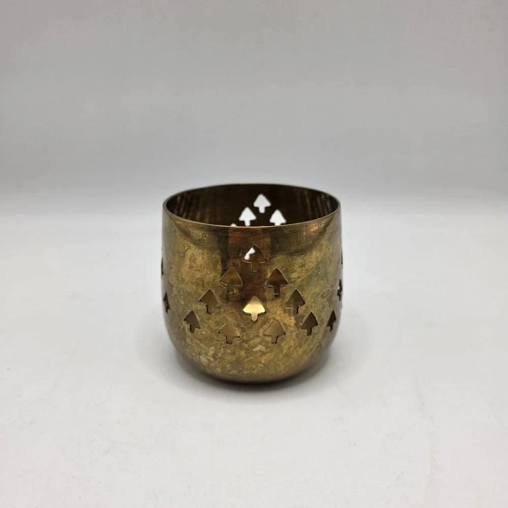 Vintage‎ Gatco Brass Votive Candle Holder Cutout Design Made In India Boho Decor
